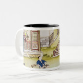 Bamboe verzamelen om papier te maken tweekleurige koffiemok (Voorkant links)