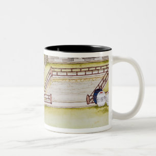 Bamboe verzamelen om papier te maken tweekleurige koffiemok