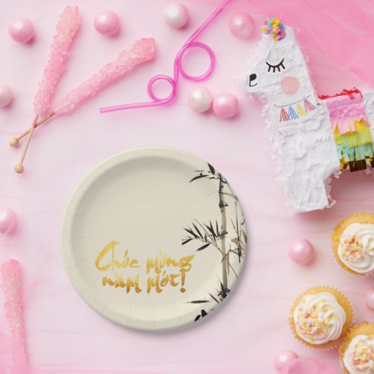 Bamboe Vissen Vietnamese Maan Nieuwjaar PP Papieren Bordje (Feest)