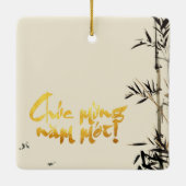 Bamboe vist Vietnamees nieuwjaarsvizier CO Keramisch Ornament (Achterkant)