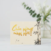 Bamboe vist Vietnamese nieuwjaars Briefkaart (Staand voorkant)