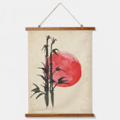 Bamboe voor een rode zon hangend wandkleed (Voorkant)