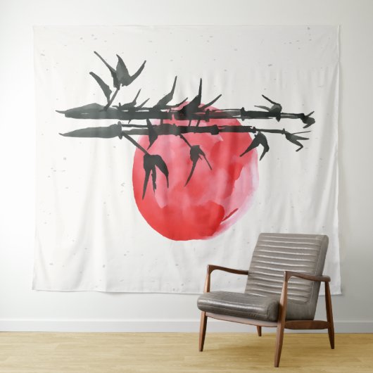 Bamboe voor een rode zon wandkleed (In Situ (horizontaal))