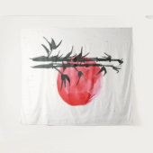 Bamboe voor een rode zon wandkleed (Voorkant (horizontaal))