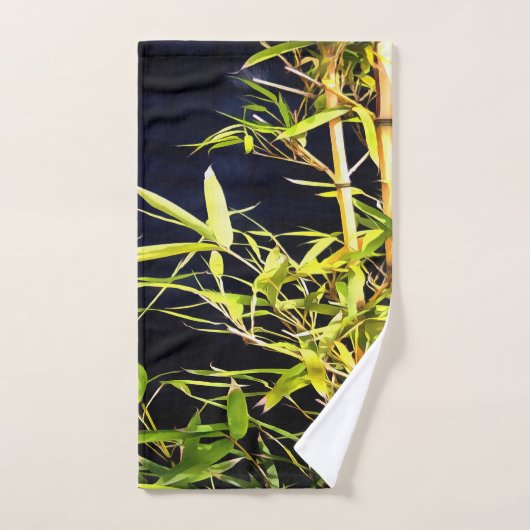 Bamboe vult tropische kunst op zwart bad handdoek (Handdoek)
