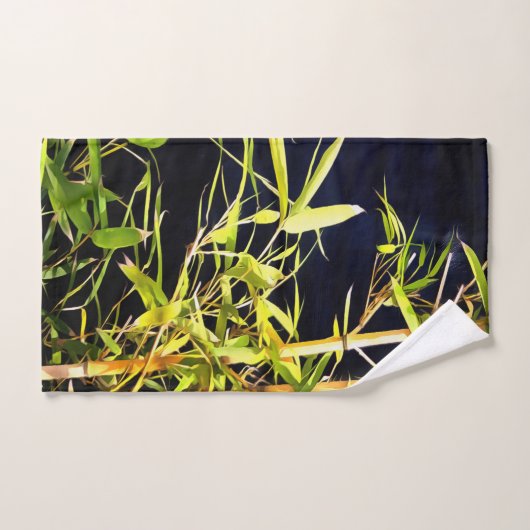 Bamboe vult tropische kunst op zwart bad handdoek (Handdoek)