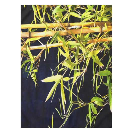 Bamboe vult tropische kunst op zwart tafelkleed (Voorkant)