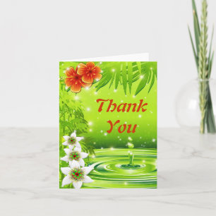 Bamboe, water en tropische bloemen bedankkaart