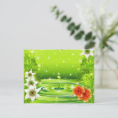 Bamboe, water en tropische bloemen briefkaart (Staand voorkant)