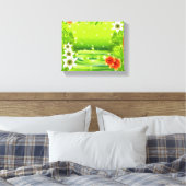Bamboe, water en tropische bloemen canvas afdruk (Insitu (Slaapkamer))