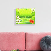 Bamboe, water en tropische bloemen canvas afdruk (Insitu (Woonkamer))