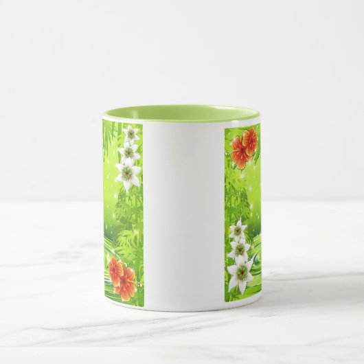 Bamboe, water en tropische bloemen mok (Midden)