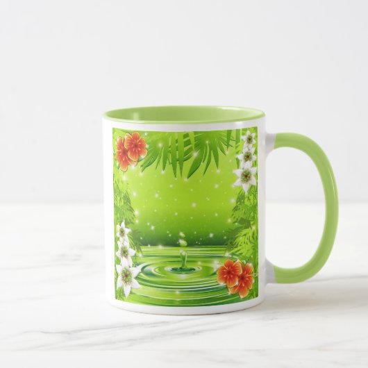 Bamboe, water en tropische bloemen mok (Rechts)