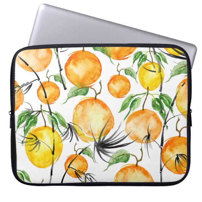 Bamboe waterverf: oerwoud naadloos patroon. laptop sleeve (Voorkant)