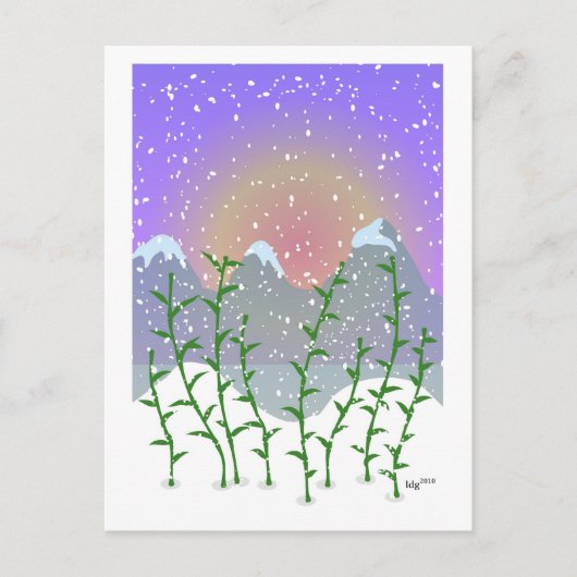 Bamboe Winter Briefkaart (Voorkant)