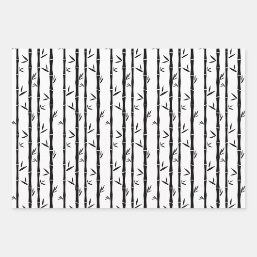 Bamboe Zwart en Wit Custom Inpakpapier Vel (Voorkant)