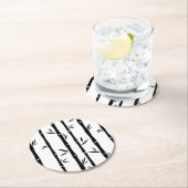 Bamboe Zwart en Wit Custom Ronde Kartonnen Onderzetter (Insitu)