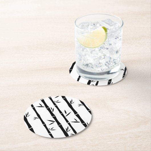 Bamboe Zwart en Wit Custom Ronde Kartonnen Onderzetter (Insitu)