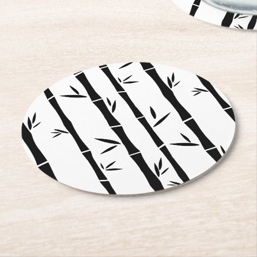 Bamboe Zwart en Wit Custom Ronde Kartonnen Onderzetter (Gebogen)