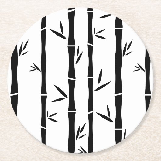 Bamboe Zwart en Wit Custom Ronde Kartonnen Onderzetter (Voorkant)