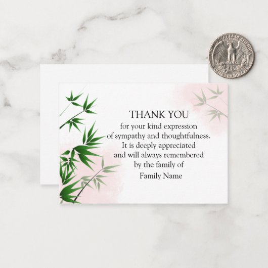 bamboeblad notitiekaartje (Voorkant / Achterkant in situ)