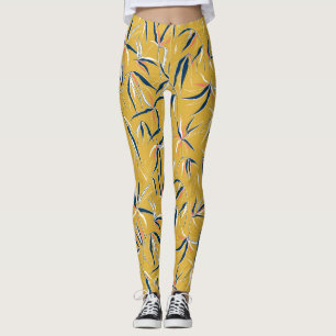 Bamboebladeren: gegooid patroon leggings