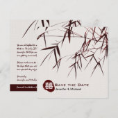 Bamboebladeren/Oosterse Dubbel Geluk Huwelijk Save The Date (Voorkant / Achterkant)