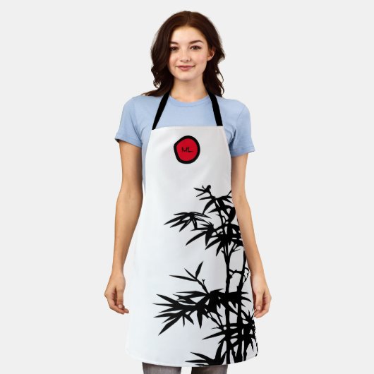 Bamboeboom Monogrammed Restaurant Style Schort (Gedragen)