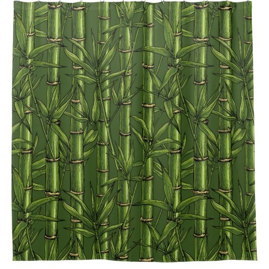 Bamboebos in het groen douchegordijn (Voorkant)