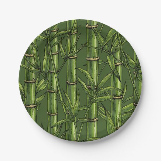 Bamboebos in het groen papieren bordje (Voorkant)