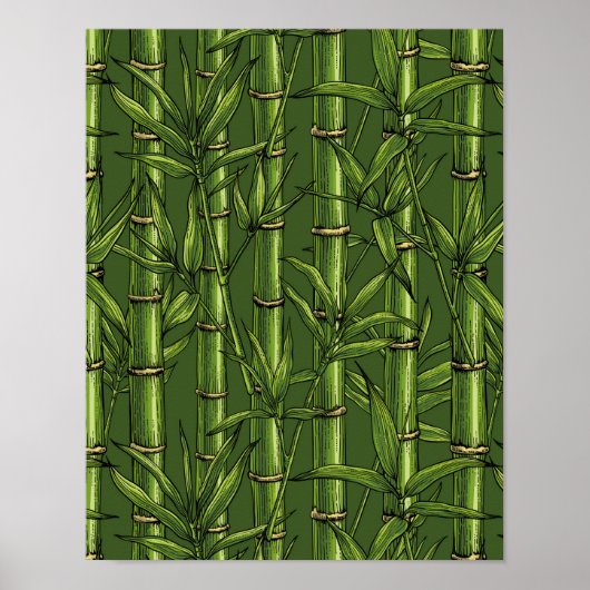 Bamboebos in het groen poster (Voorkant)