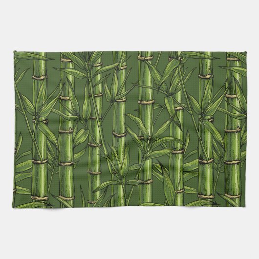 Bamboebos in het groen theedoek (Horizontaal)