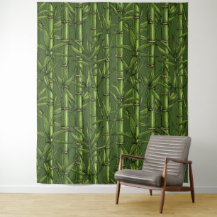 Bamboebos in het groen wandkleed