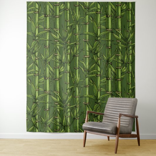 Bamboebos in het groen wandkleed (In situ)