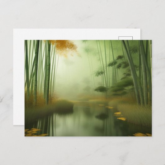 Bamboebos met rivier briefkaart (Voorkant / Achterkant)