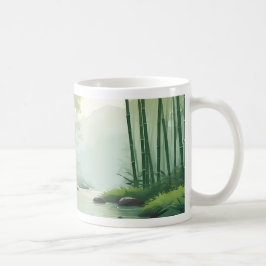 Bamboebos met rivier koffiemok