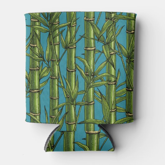 Bamboebos op blauw blikjeskoeler (Voorkant)