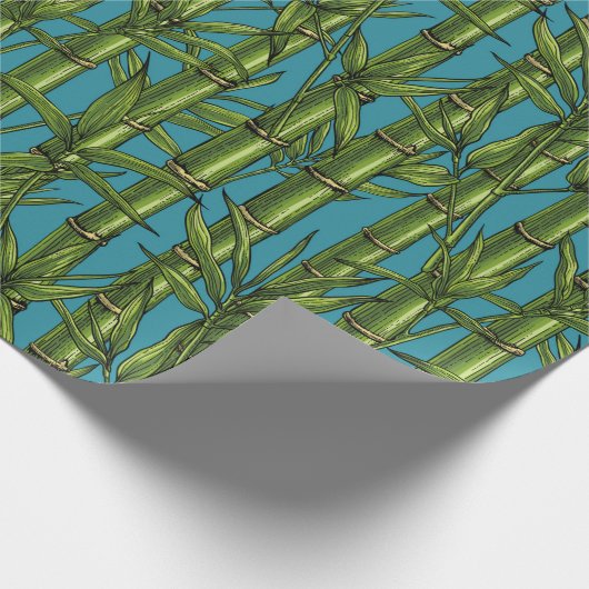 Bamboebos op blauw cadeaupapier (Hoek)