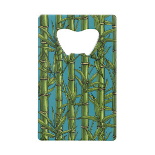 Bamboebos op blauw creditkaart flessenopener