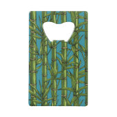 Bamboebos op blauw creditkaart flessenopener (Achterkant)