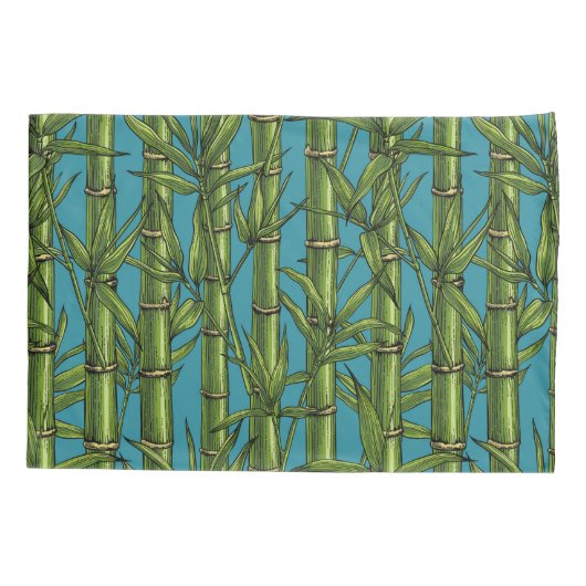 Bamboebos op blauw kussensloop (Achterkant-Links)