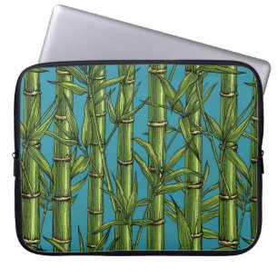 Bamboebos op blauw laptop sleeve