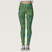 Bamboebos op blauw leggings (Voorkant)
