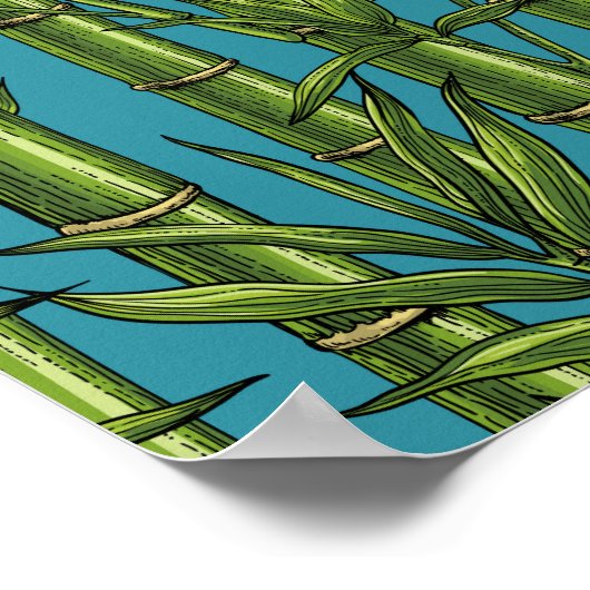 Bamboebos op blauw poster (Hoek)