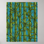 Bamboebos op blauw poster (Voorkant)
