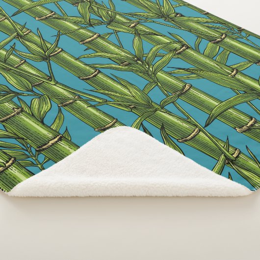 Bamboebos op blauw sherpa deken (3/4)
