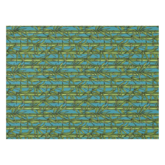 Bamboebos op blauw tafelkleed (Voorkant (Horizontaal))