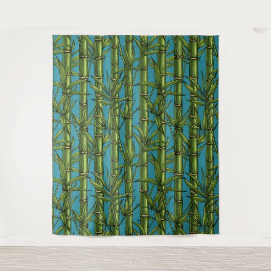 Bamboebos op blauw wandkleed (Voorkant)