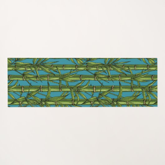 Bamboebos op blauw yogamat (Achterkant (horizontaal))