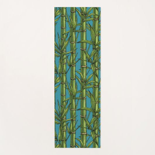Bamboebos op blauw yogamat (Voorkant)